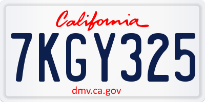 CA license plate 7KGY325