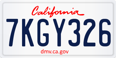 CA license plate 7KGY326