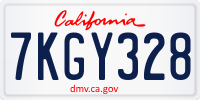 CA license plate 7KGY328
