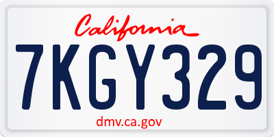 CA license plate 7KGY329
