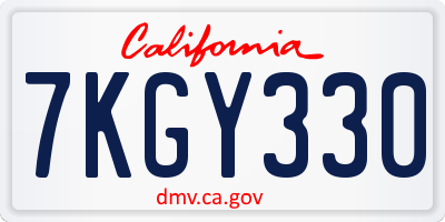 CA license plate 7KGY330