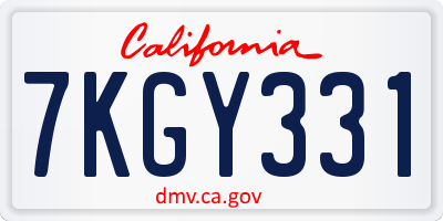 CA license plate 7KGY331