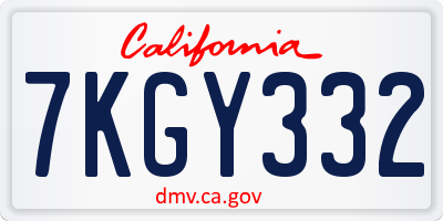 CA license plate 7KGY332