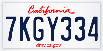 CA license plate 7KGY334