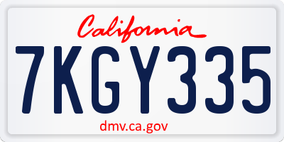 CA license plate 7KGY335