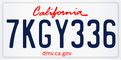 CA license plate 7KGY336