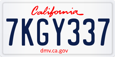 CA license plate 7KGY337