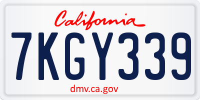 CA license plate 7KGY339