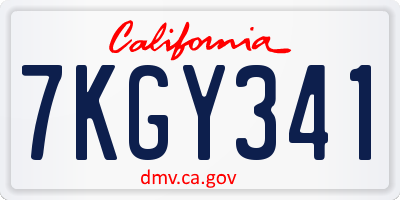 CA license plate 7KGY341