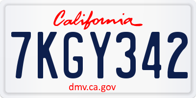 CA license plate 7KGY342