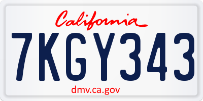CA license plate 7KGY343