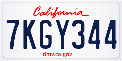 CA license plate 7KGY344