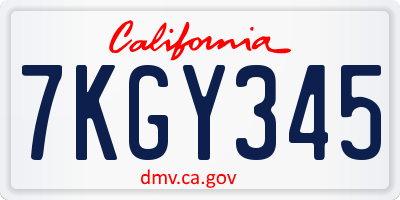 CA license plate 7KGY345
