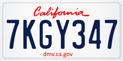 CA license plate 7KGY347