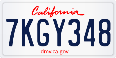 CA license plate 7KGY348