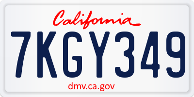 CA license plate 7KGY349