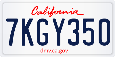CA license plate 7KGY350
