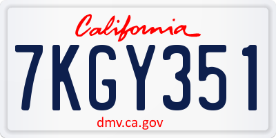 CA license plate 7KGY351