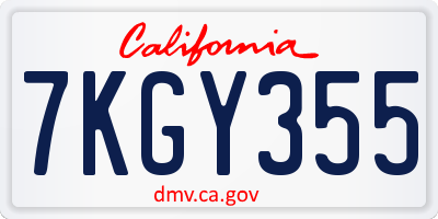 CA license plate 7KGY355
