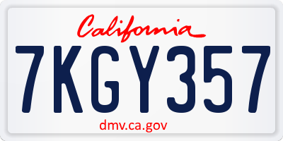 CA license plate 7KGY357