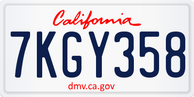CA license plate 7KGY358