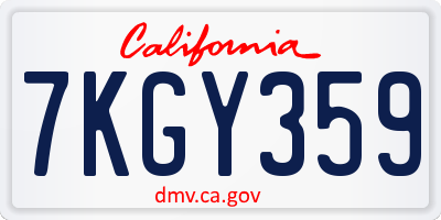 CA license plate 7KGY359