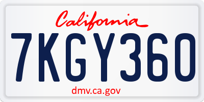 CA license plate 7KGY360