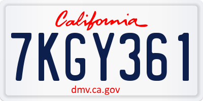 CA license plate 7KGY361