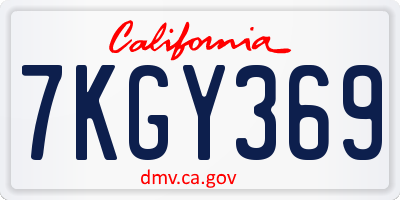 CA license plate 7KGY369