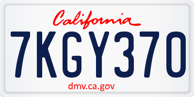 CA license plate 7KGY370