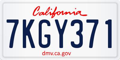 CA license plate 7KGY371
