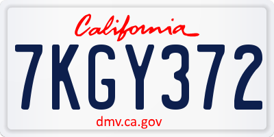 CA license plate 7KGY372
