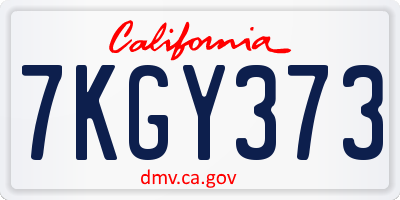 CA license plate 7KGY373