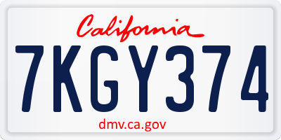 CA license plate 7KGY374