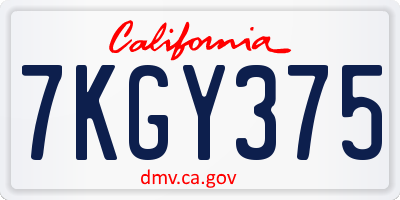 CA license plate 7KGY375