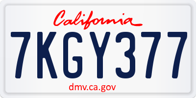 CA license plate 7KGY377