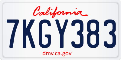 CA license plate 7KGY383