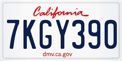 CA license plate 7KGY390