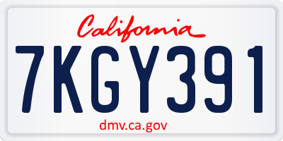 CA license plate 7KGY391