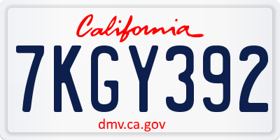 CA license plate 7KGY392