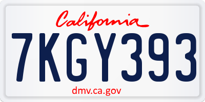 CA license plate 7KGY393