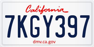 CA license plate 7KGY397