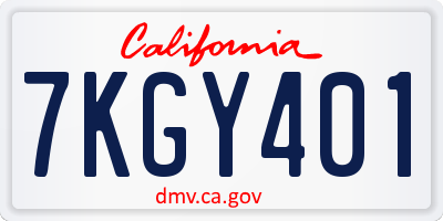 CA license plate 7KGY401