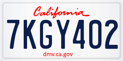 CA license plate 7KGY402