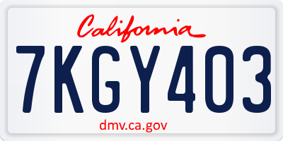 CA license plate 7KGY403
