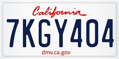 CA license plate 7KGY404