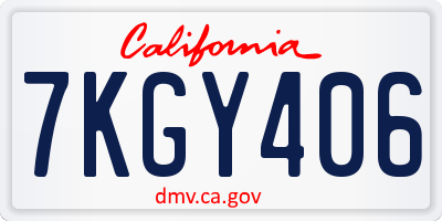 CA license plate 7KGY406