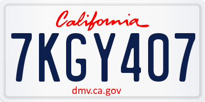 CA license plate 7KGY407