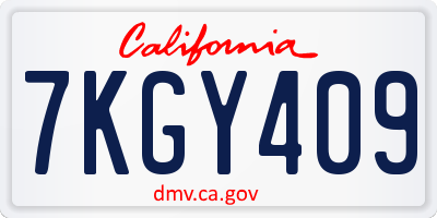 CA license plate 7KGY409