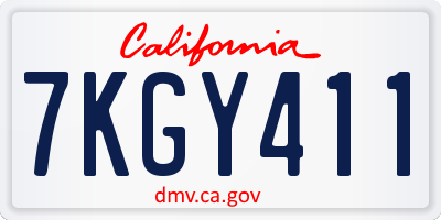 CA license plate 7KGY411
